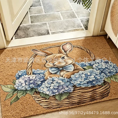 Holiday decorative doormat, new foreign trade model, temu carpet floor mat, silk loop, imitation coconut palm, can be cut, non-slip base, abrasion-resistant (Avtomobil döşəmə paspasları) - zx-holiday-egg-1-4060halloween-decorative-wire-ring