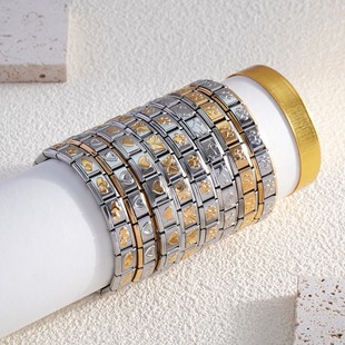 New Italian Module Bracelet Amazon DIY Bracelet Accessories Gold-Plated Pattern Stainless Steel Bracelet Batch