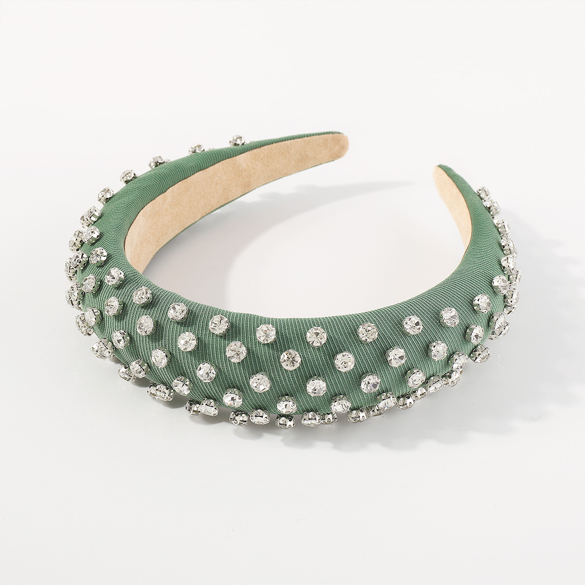 Simple Style Commute Color Block Solid Color Cloth Handmade Inlay Rhinestones Hair Band display picture 3