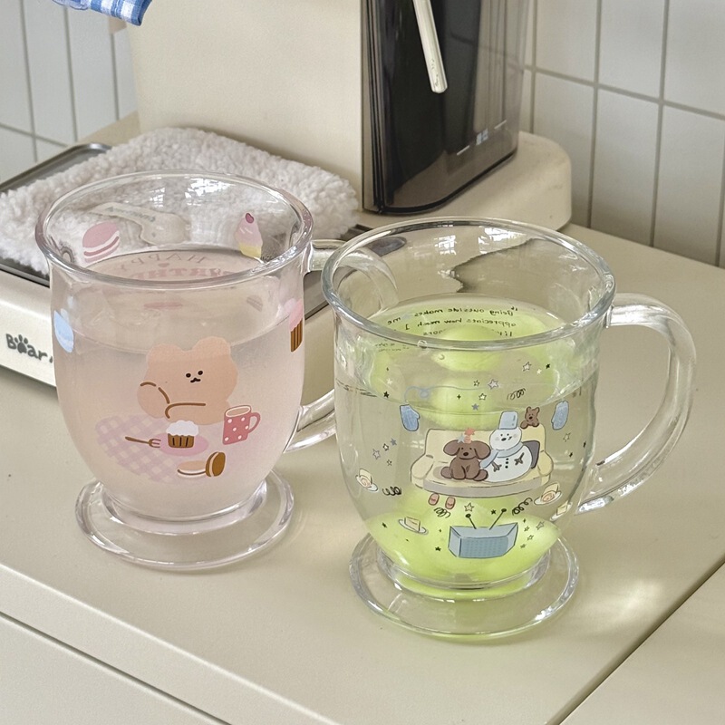 Ins Style Glass Water Cup Christmas Snowman Cup with Handle Large Capacity Glass Dessert Bear Glass Cup Ins Style Glass Water Cup Christmas Snowman Cup with Handle Large Capacity Glass Dessert Bear Glass Cup