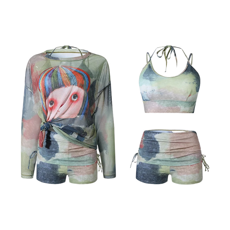Swimsuit Women's High-end Sense Split Conservative Three-piece Set 2025 New Explosions Slimming Long-sleeved Hot Spring Swimsuit
