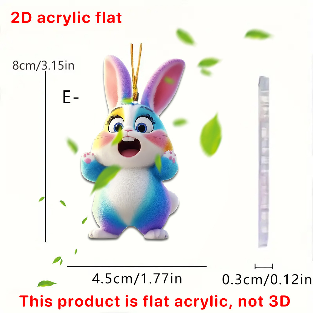 Pascua transfronteriza venta encantadora dibujos animados conejo muñeca decoración colgante acrílico plano arco iris llavero image 8