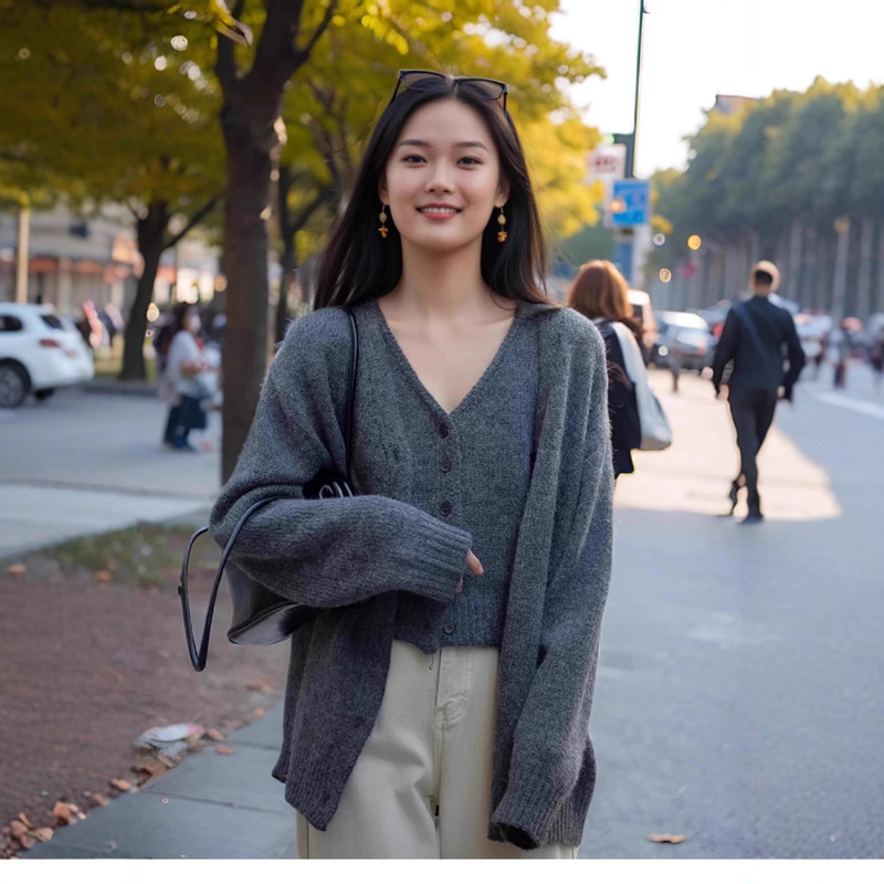 5 New Two-Piece Italian Organic Wool Knitwear Long and Short Cardigan + Vest 100% Pure Wool Base