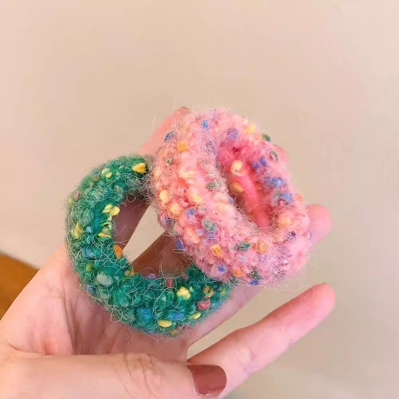 毛绒彩色大肠发圈秋冬头绳高弹力马尾丸子头发绳不伤发丸子头发圈|undefined