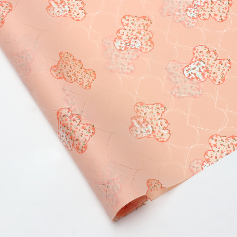 Jardín brillante oso película de gel de flores papel de embalaje semitransparente papel hansu diy ramo de flores hecha a mano florista regalo image 11