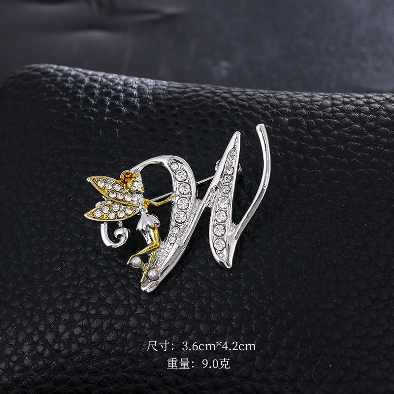 Ángel inglés carta broche moda oro diamante broche aleación ramillete accesorios de ropa PIN