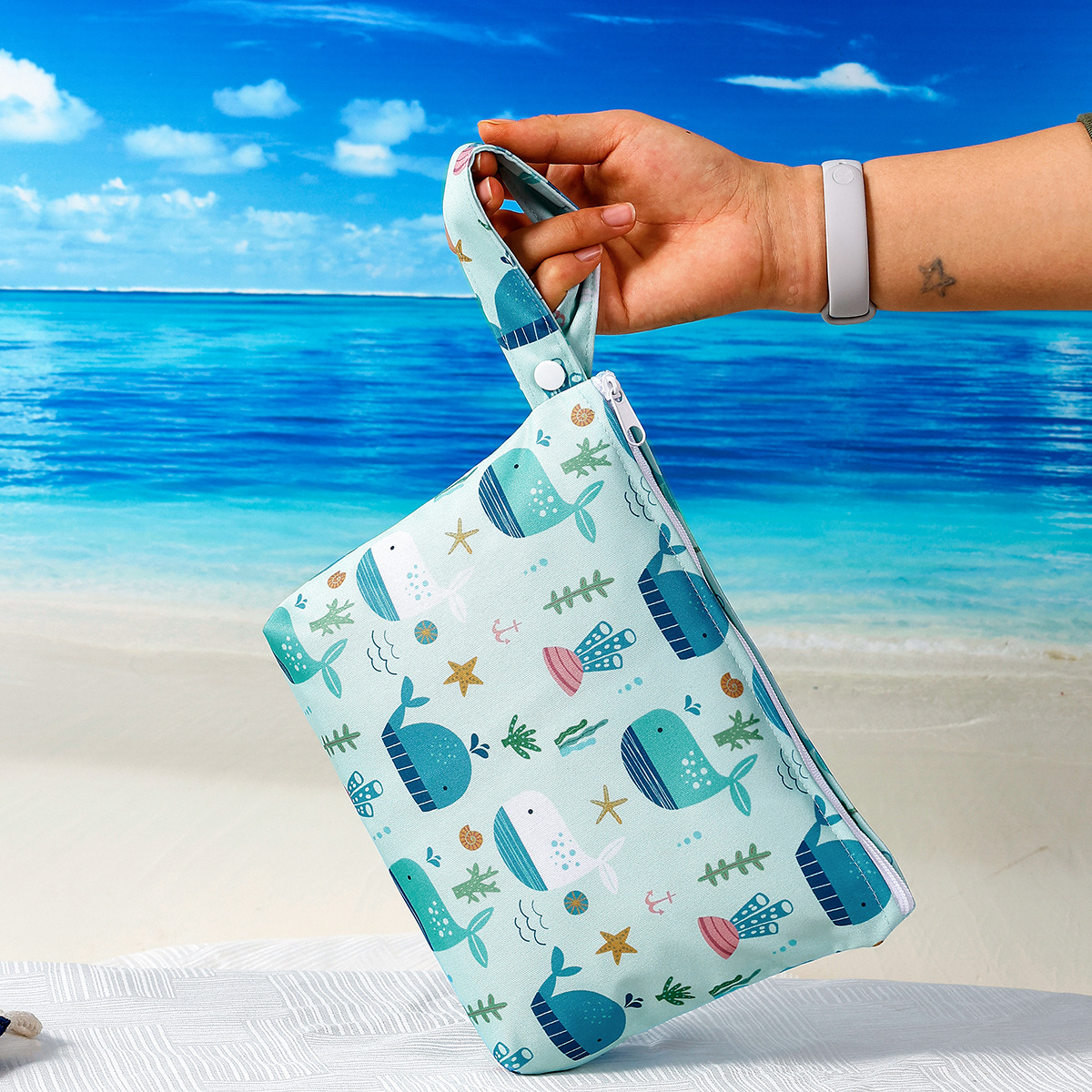 オーシャンシリーズポータブルハンギングバッグベビー外出衣類収納袋防水水着収納袋外出トイレタリーバッグ