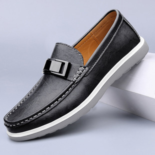 Cross-border plus size Summer New Leather Shoes Men's Genuine Leather Soft Bottom Men's Shoes British Style Casual Men's Shoes Loafers
