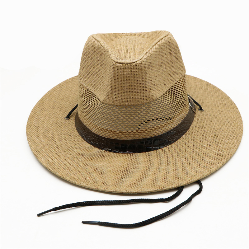 Men's Streetwear Color Block Flat Eaves Straw Hat display picture 6