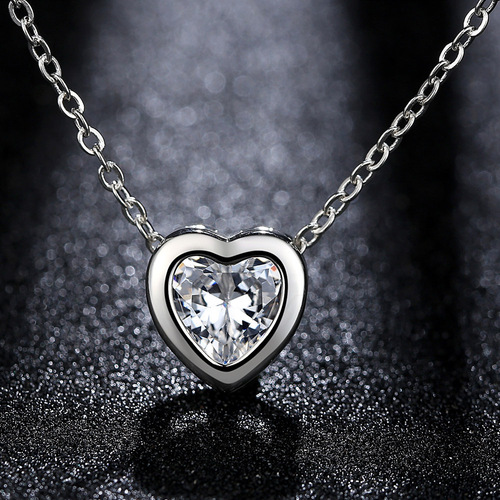 Wholesale classic eight heart eight arrow zirconia necklace, Japanese and Korean heart-shaped zirconia necklace for women, foreign trade jewelry wholesale