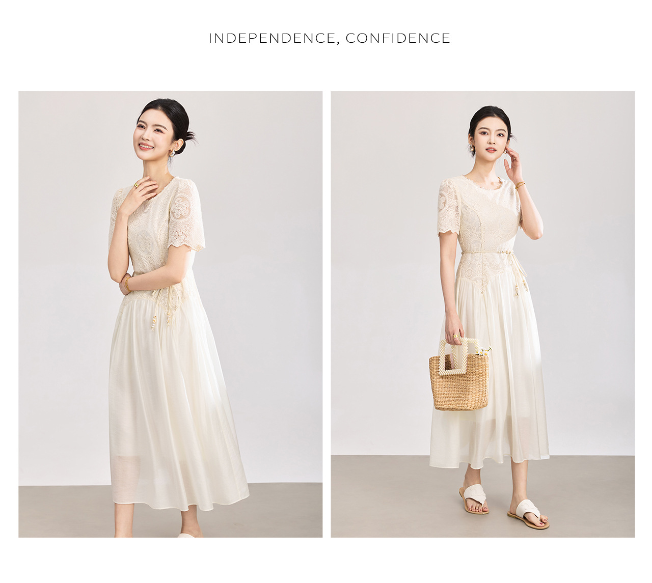 Đầm nữ tay ngắn thêu sequin cotton, thắt lưng eo phong cách Pháp — màu mơ chi tiết 13