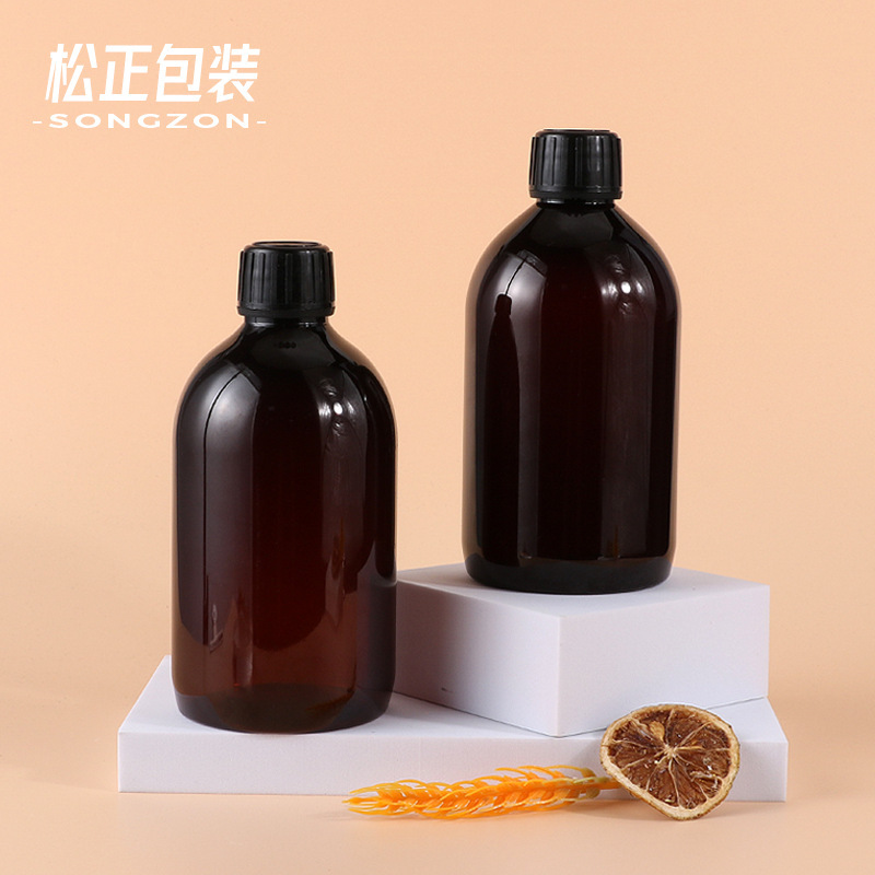 500ml大容量ピュアローションボトル プラスチックPET茶色 化粧水・トナー用ボトル 洗浄・ケア用 内栓付きスクリューキャップボトル|undefined