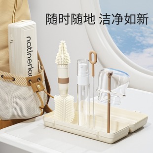 Portable Bottle Brush, Baby-Specific Silicone Cleaning Brush, Storage Box, Travel Set