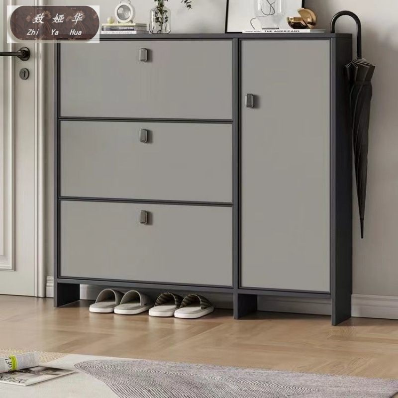 Ultra-Thin Tipping Bucket Shoe Cabinet Outdoor Door Household Waterproof Sun Protection Entrance Storage Shoe Rack Simple Modern All-Aluminum Alloy