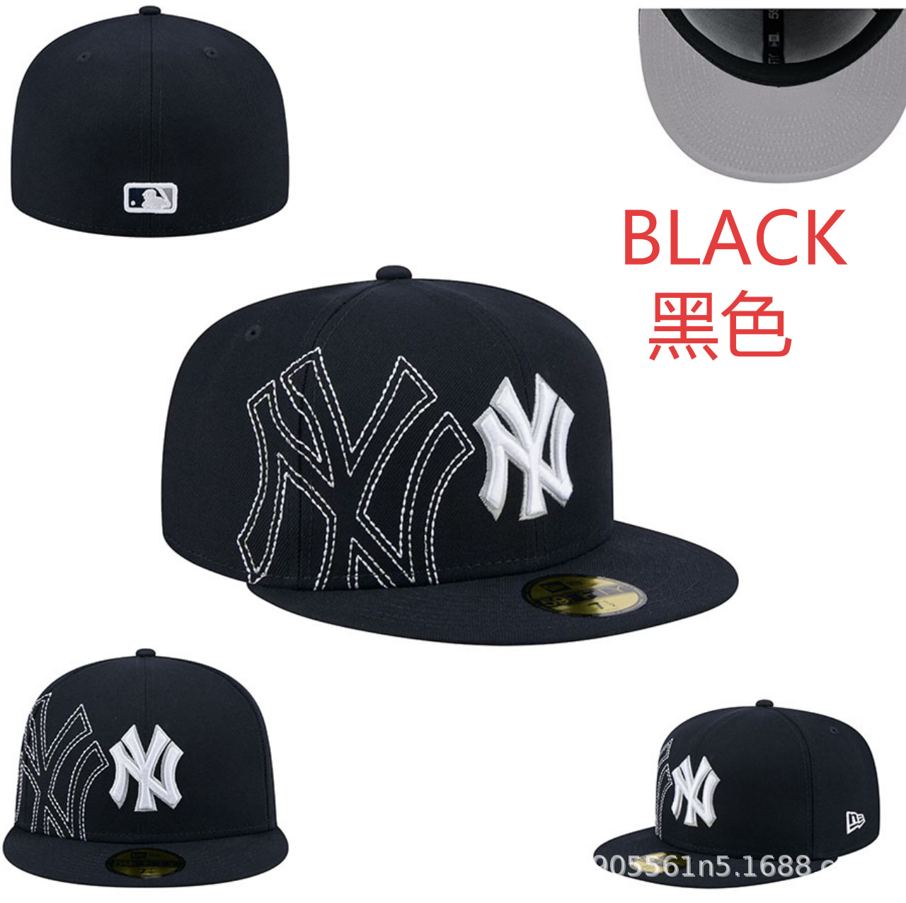 Todo cerrado, no ajustable, anti-uso de sombreros de béisbol al por mayor de comercio exterior de LA, hombres y mujeres, sombrilla de hip-hop estadounidense, sombrero de ala plana NY