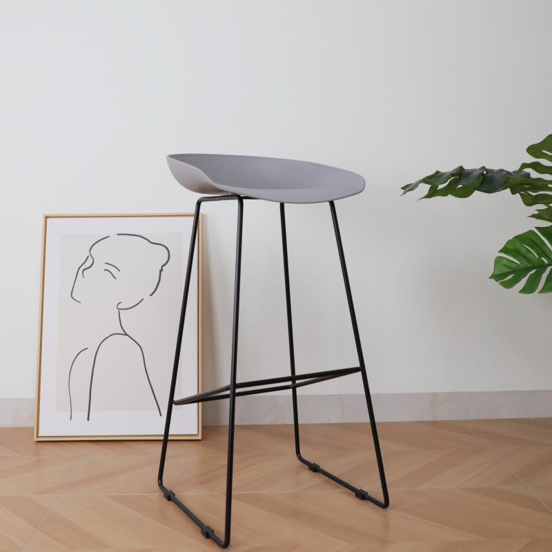 Silla de Bar nórdica moderna silla de Bar de plástico minimalista pierna reforzada ocio barra clara recepción Cafe silla alta