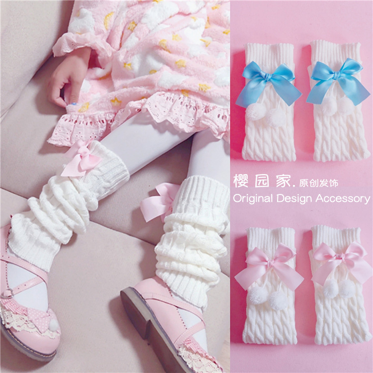 Japanese College Style Jacquard Jk Stocking Lolita Fur Ball Bow Leg Set Elephant Socks Mid-Tube Socks