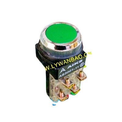 供应 AIKS爱克斯按钮开关AS3001-11D绿色带灯开孔30mm