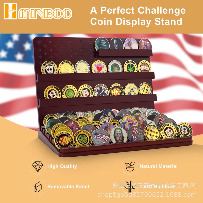 Wooden Challenge Coin Display Rack Military Badge Medal Storage Rack Multi-Layer Ladder Gold Coin Coin Collection Rack