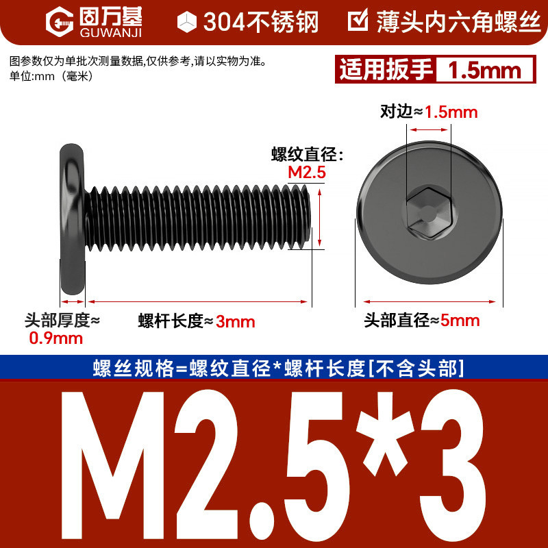 304 black m2.5*3