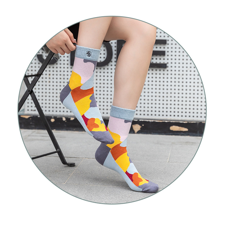 Camouflage Long Tube Socks Female Trend Korean Style Hit Color Embroidered Cotton Socks display picture 2
