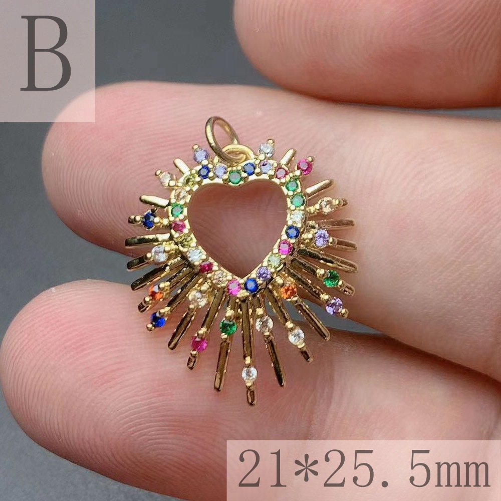 1 Piece Quantity Copper Material 1 Piece Copper Rhinestones Geometric Heart Shape Pendant