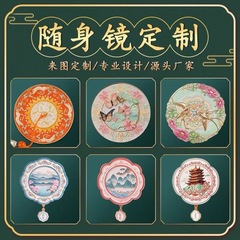 金属化妆镜手持随身镜古风文创手柄镜子景区博物馆纪念品混批
