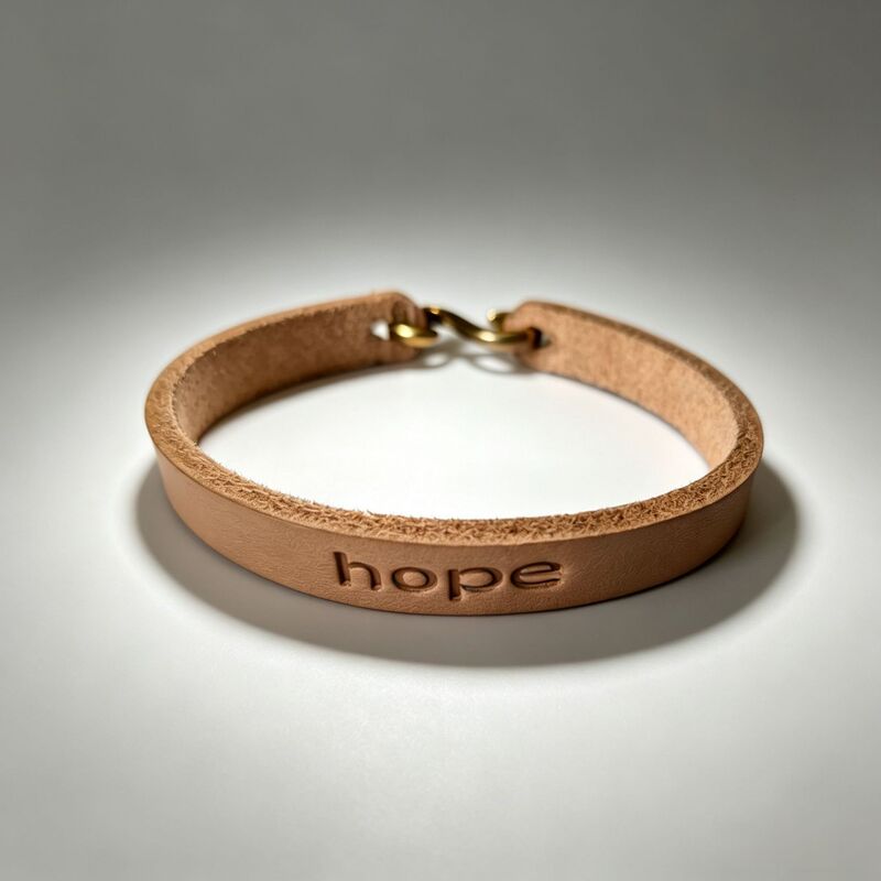 Cross-border direct sales of genuine leather bracelets. Fashionable S-hook design with the word "hope" embossed in the leather. Genuine leather bangle made from cowhide Cross-border direct sales of genuine leather bracelets. Fashionable S-hook design with the word "hope" embossed in the leather. Genuine leather bangle made from cowhide