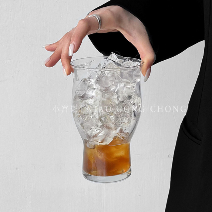 Ins Style Large Capacity Coffee Drink Cup Vertical Pattern Juice Glass Drink Milk Cup Household Water Cup Cup