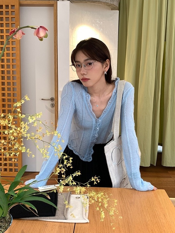 女装长袖开衫上衣2025秋款新款马海毛轻薄款针织衫|undefined