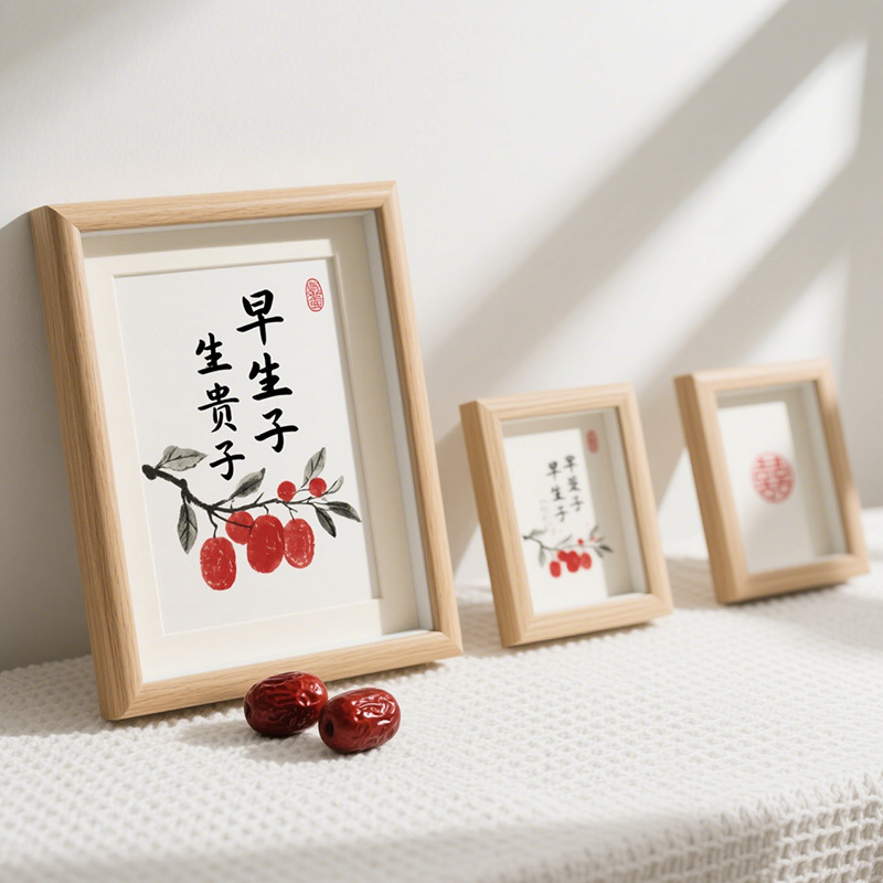 New Chinese-Style Hollow Wooden 3D Small Photo Frame 6-Inch 7inch 8inch Living Room Creative Display Frame Wholesale Picture Frame