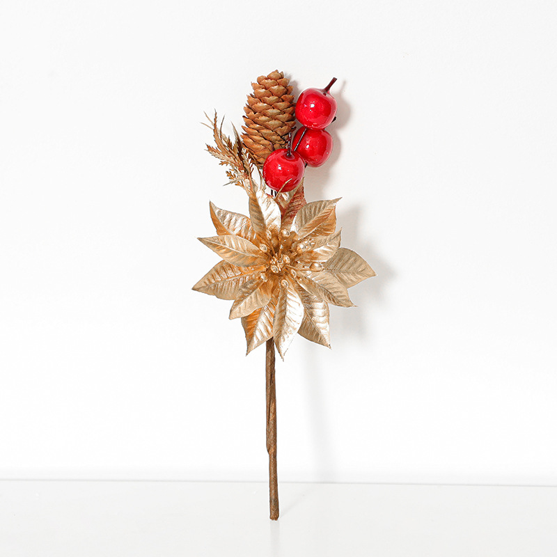 Venta al por mayor Navidad fruta roja ramas tres Navidad baya espuma fruta esquejes de árboles de Navidad simulación fruta grano flor arreglo Accesorios