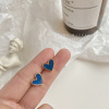 Blue advanced design earrings, internet celebrity, high-quality style