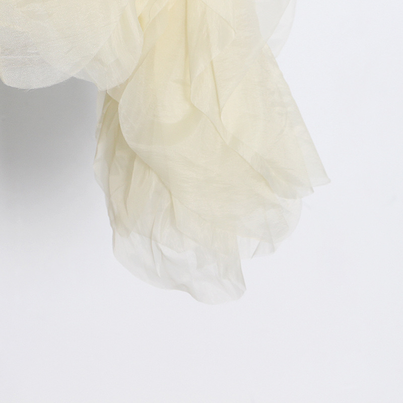 K Elegant Temperament Short Solid Color Top New High-end Round Neck Multi-layer Ruffle Edge Splicing Shirt_voghion.com