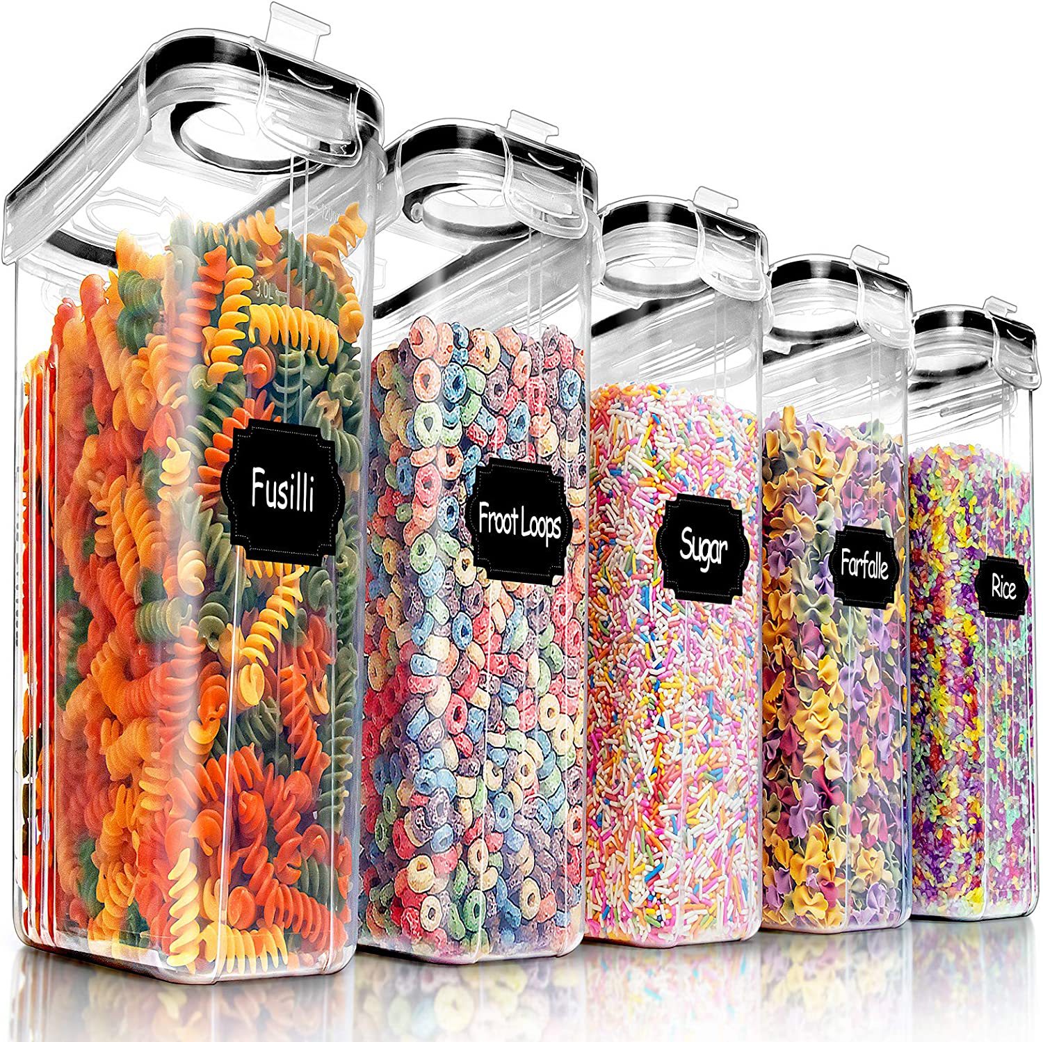 Anbuckle Six-piece Set Transparent Plastic Jar Grain Sealed Storage Jar Large Capacity Nut Snack Storage Set