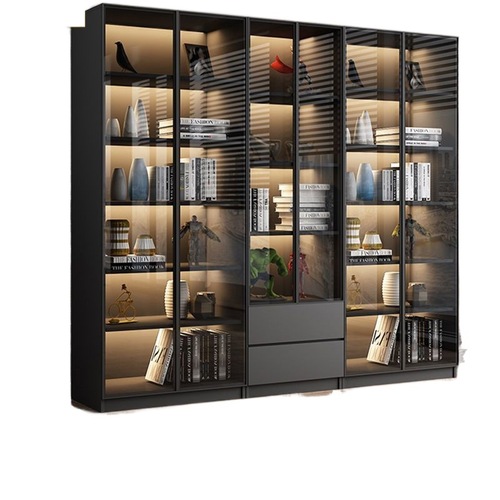 3x light luxury bookcase glass door simple modern living room home free combination bookcase office storage display figure