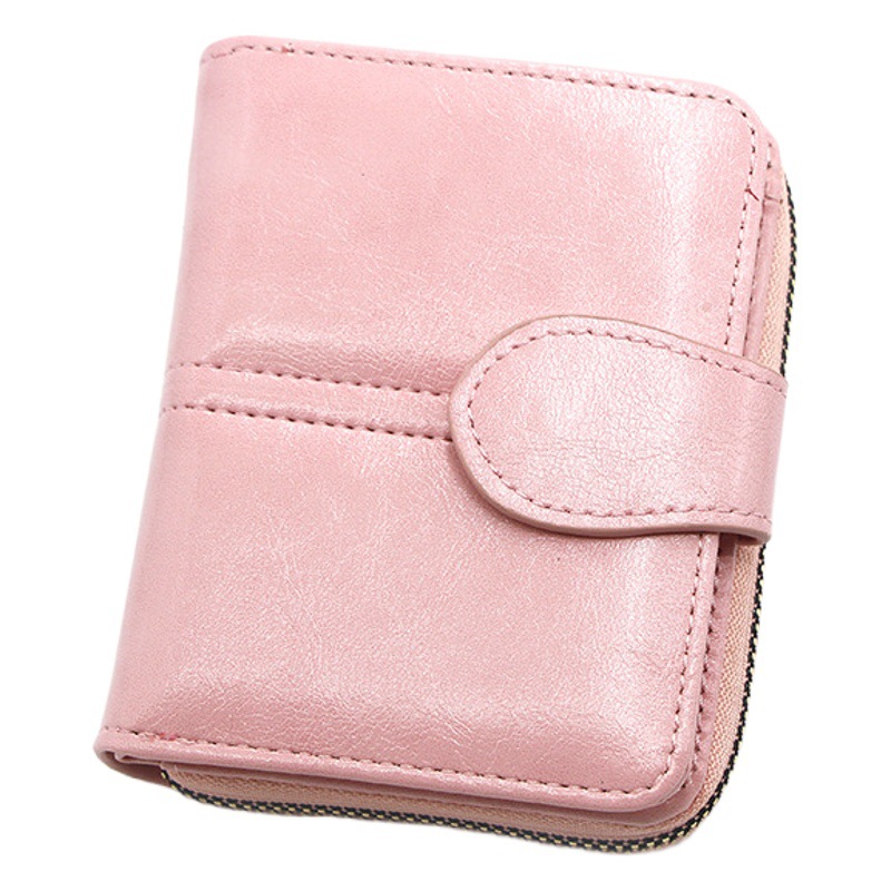 Bolso corto de las nuevas mujeres moda cremallera cartera vintage aceite cera cuero moneda monedero titular fabricante lote