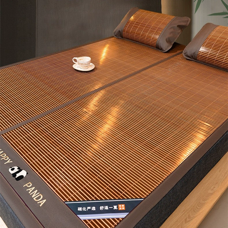 Бамбуковый коврик 2025, новый летний коврик из ледяного шелка, соломенный коврик, бытовой складной коврик, двусторонний зимний и летний бамбуковый коврик