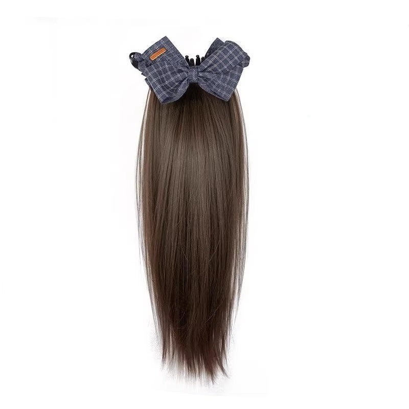 Peruca de cola de caballo femenina de imitación de cabello humano en una sola pieza de cabello