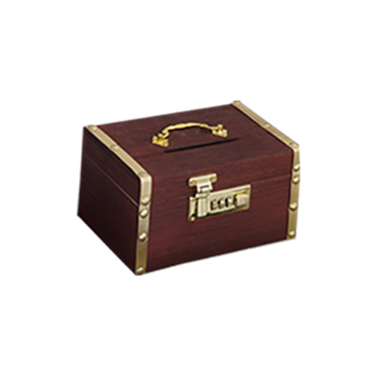 密码锁存钱罐成人百宝箱木制家用储蓄罐木儿童简约家居原木收纳盒