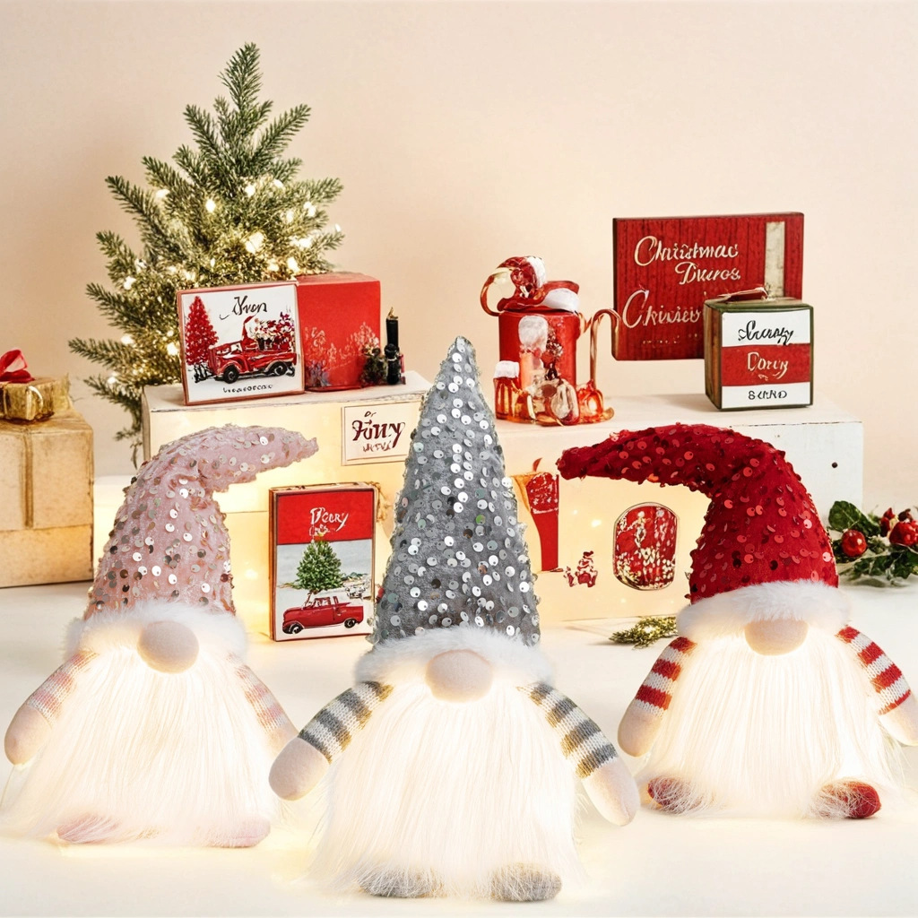 Cross-border Christmas Faceless Doll Decorative Sequin Hat Glowing…