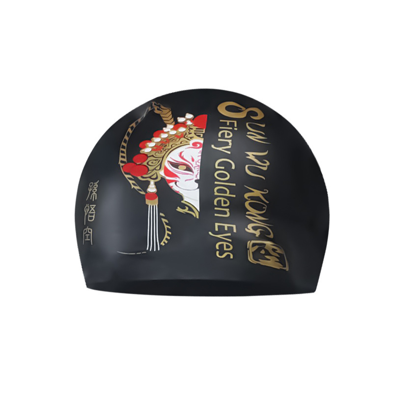 Gorro de baño de maquillaje facial de marea nacional unisex, impermeable, cabello largo de silicona, gorro de natación profesional para adultos con protección auditiva