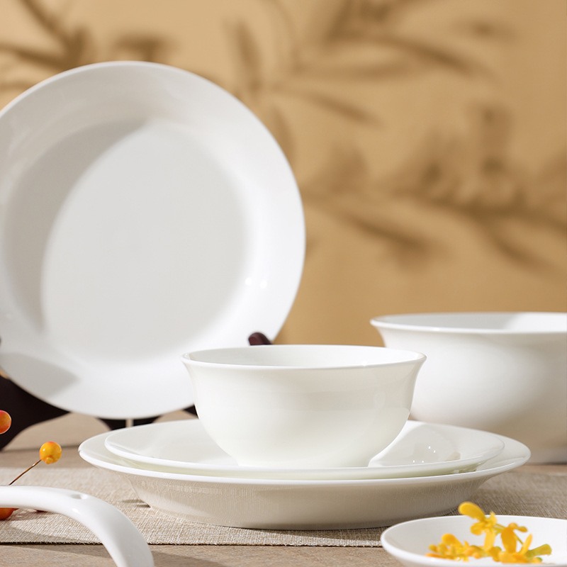 Porcelana de pelo solto, platos de porcelana simple, platos y palillos, combinación de platos y palillos creativos, estilo chino de lujo ligero y nuevo regalo de platos