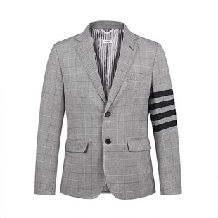 Time Breathe Tb Suit Jacket Men's High-End Gray Plaid Casual Retro Hong Kong Style Handsome Suit