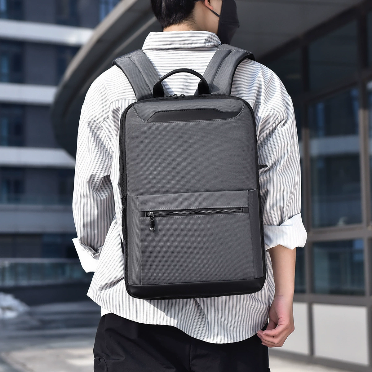 Capacious waterproof backpack, laptop, school bag, business version