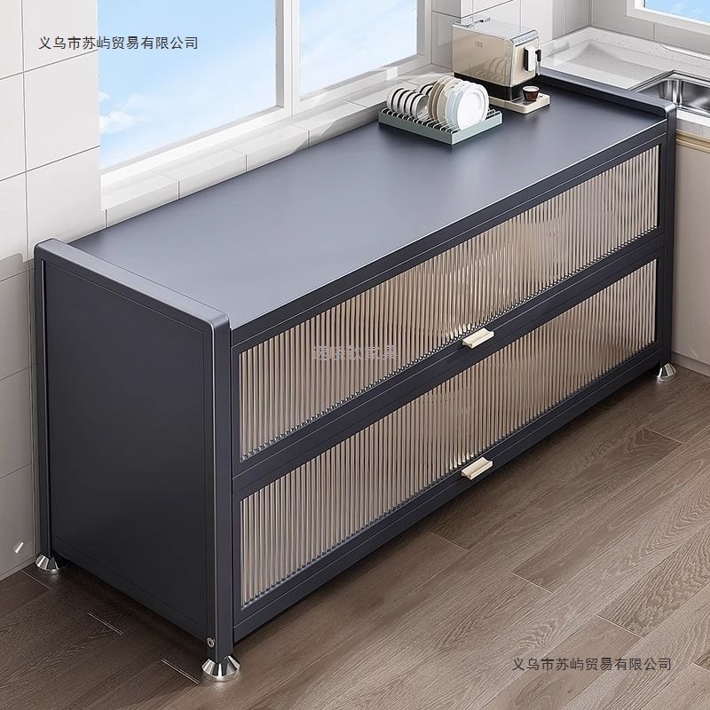 Stainless Steel Kitchen Rack Floor-Standing Multi-Layer Storage Cupboard Multi-Function Microwave Cabinet Dining Side Storage Cabinet
