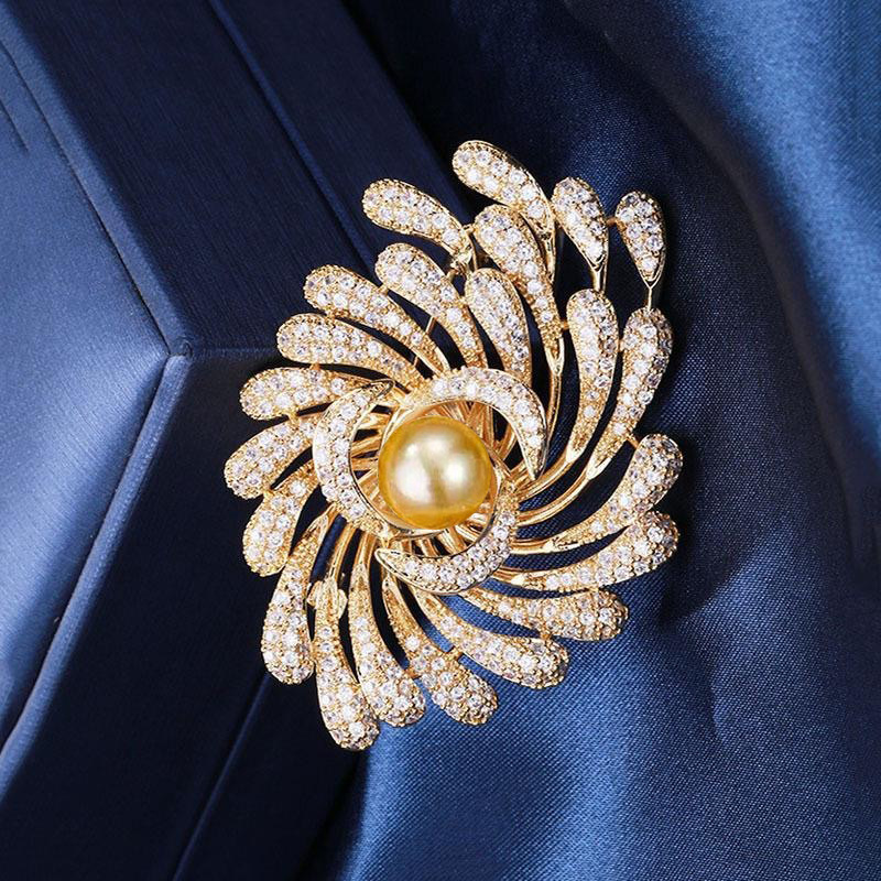 Elegante Blumen Und Feuerwerk Perlen Brosche Für Sakko_voghion.com