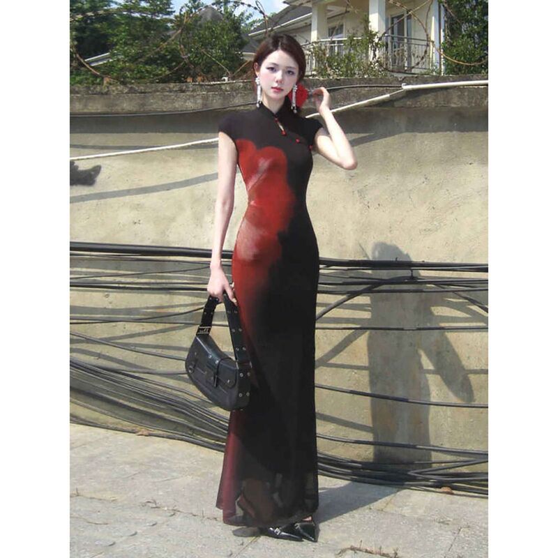New Chinese-Style Improved Cheongsam Dress, Hepburn Style, Super Beautiful Printed Slim-Fit Bodycon Dress, Summer 2026 New Chinese-Style Improved Cheongsam Dress, Hepburn Style, Super Beautiful Printed Slim-Fit Bodycon Dress, Summer 2026