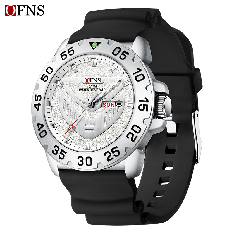 Oufani's Cross-Border Popular Men's Watch Casual Fashion Rotating Scale Bezel Dual Calendar Waterproof Quartz Men's Watch