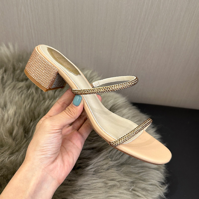 Xinhao Shoe Factory Half Slippers Women's Summer Fairy Style New Korean Style French Evening Style Elegant Casual High Heel Muller Slippers